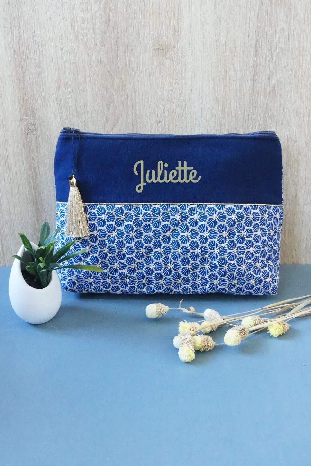 Trousse de toilette – Géométrique et Bleue